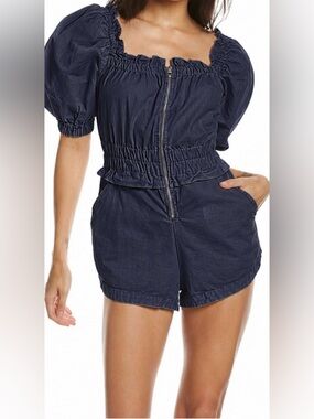 Sea New York Cara Twill Zip-Front Jumper in Navy SZ 6